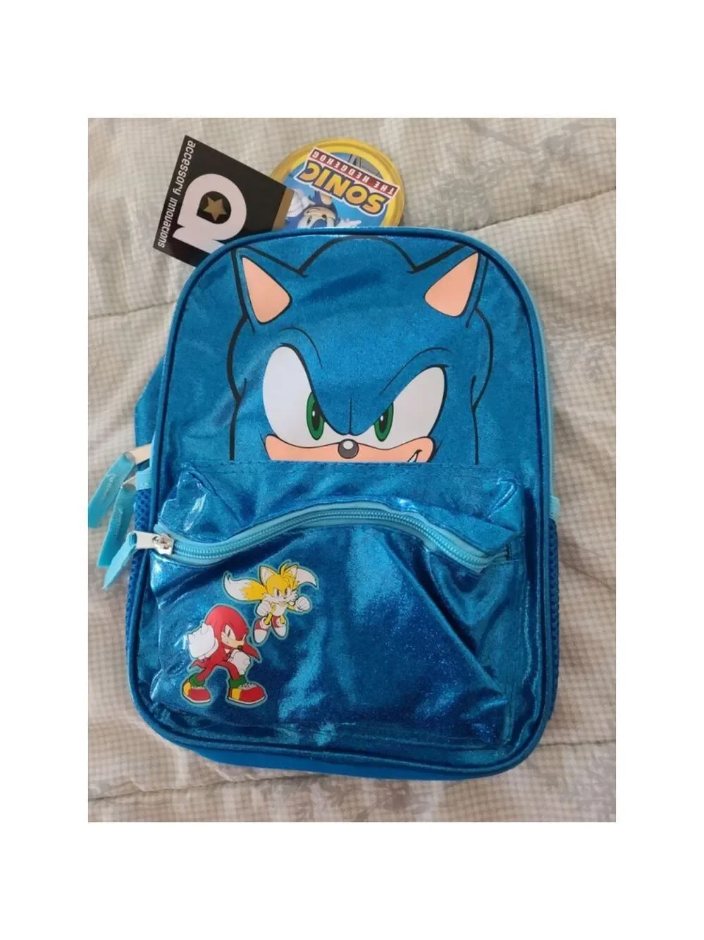 Sonic the Hedgehog Backpack, Blue Glitter, Kids